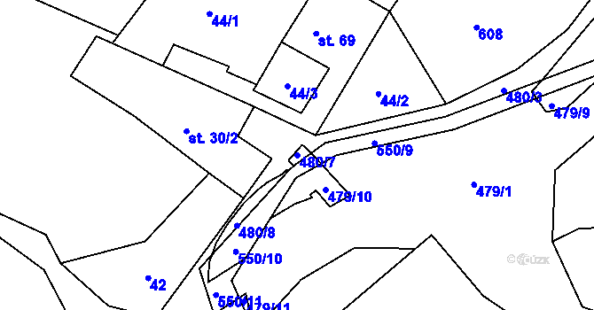 Parcela st. 480/7 v KÚ Třebešice, Katastrální mapa