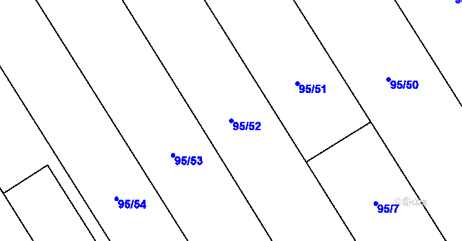 Parcela st. 95/52 v KÚ Třebešice, Katastrální mapa