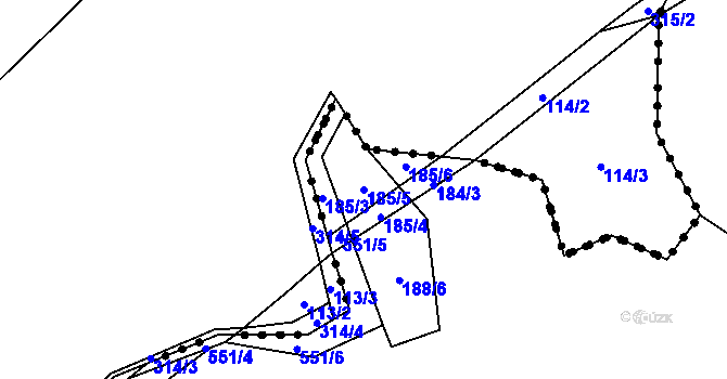 Parcela st. 185/5 v KÚ Třebešice, Katastrální mapa