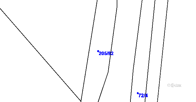 Parcela st. 205/92 v KÚ Třebešice, Katastrální mapa