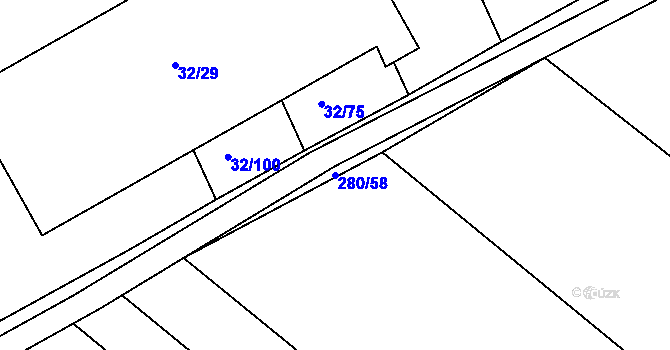 Parcela st. 280/58 v KÚ Císařov, Katastrální mapa