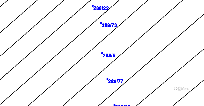 Parcela st. 288/6 v KÚ Císařov, Katastrální mapa