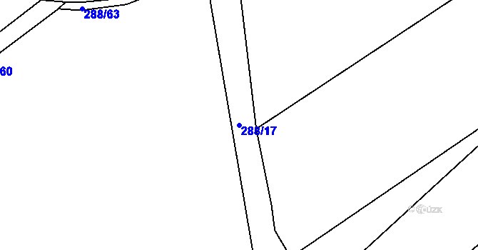 Parcela st. 288/17 v KÚ Císařov, Katastrální mapa