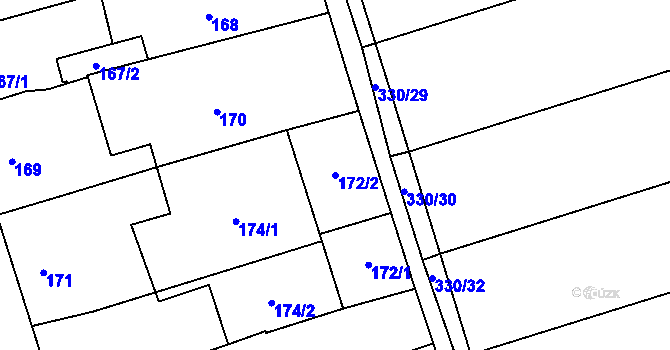 Parcela st. 172/2 v KÚ Císařov, Katastrální mapa