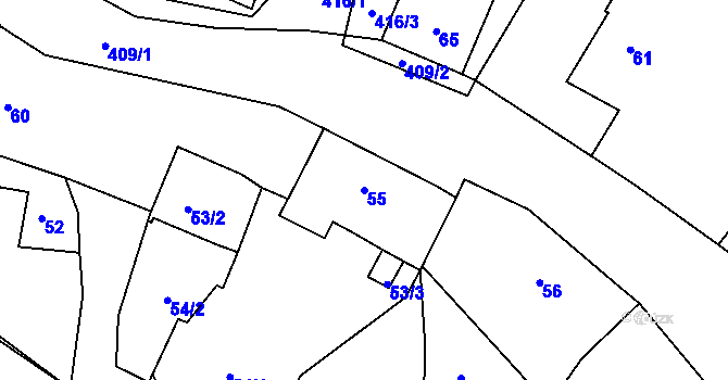 Parcela st. 55 v KÚ Citice, Katastrální mapa