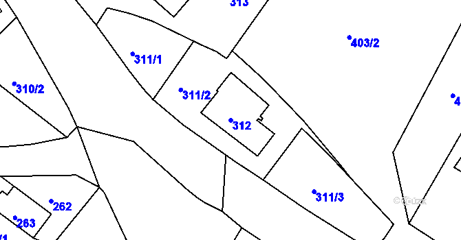 Parcela st. 312 v KÚ Citice, Katastrální mapa