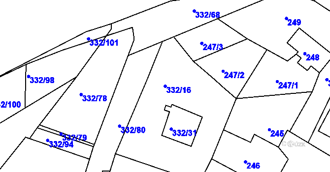 Parcela st. 332/16 v KÚ Citice, Katastrální mapa