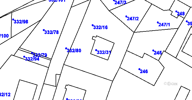 Parcela st. 332/31 v KÚ Citice, Katastrální mapa