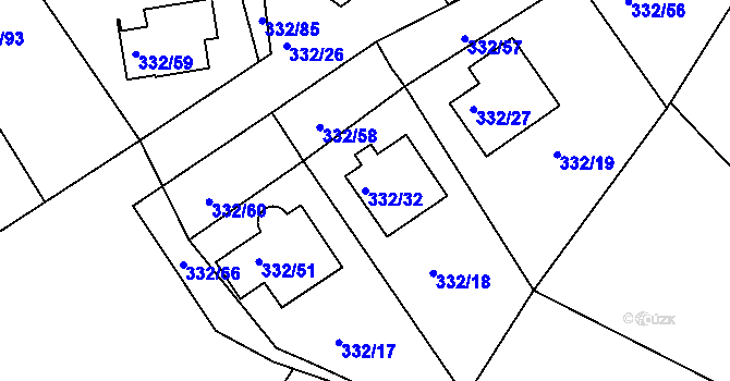 Parcela st. 332/32 v KÚ Citice, Katastrální mapa