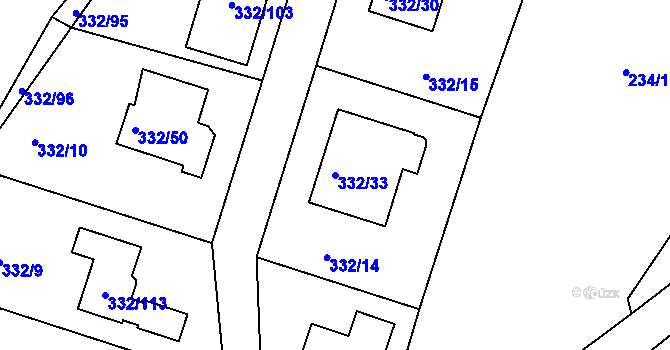 Parcela st. 332/33 v KÚ Citice, Katastrální mapa