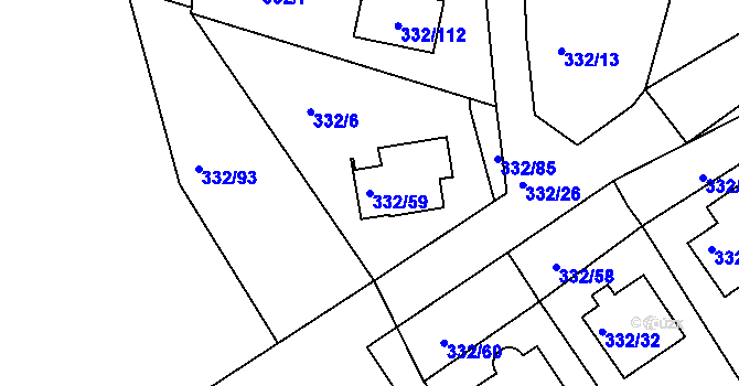 Parcela st. 332/59 v KÚ Citice, Katastrální mapa