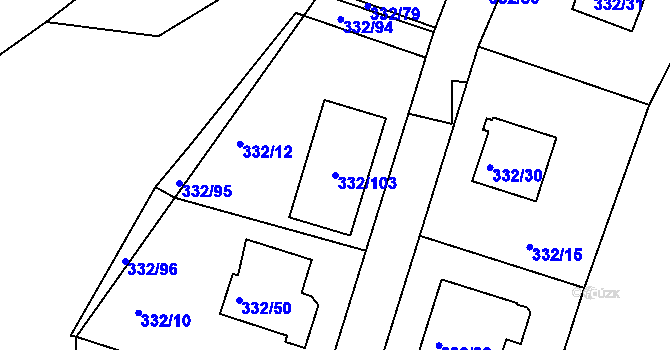 Parcela st. 332/103 v KÚ Citice, Katastrální mapa