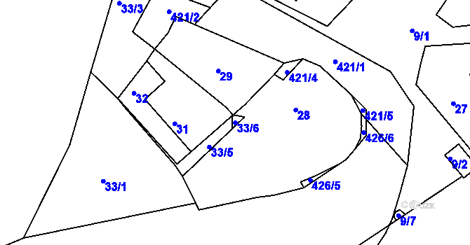 Parcela st. 33/6 v KÚ Citice, Katastrální mapa