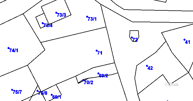 Parcela st. 71 v KÚ Hlavno, Katastrální mapa