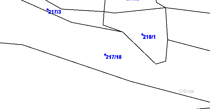 Parcela st. 217/18 v KÚ Hlavno, Katastrální mapa
