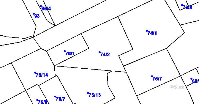 Parcela st. 74/2 v KÚ Hlavno, Katastrální mapa