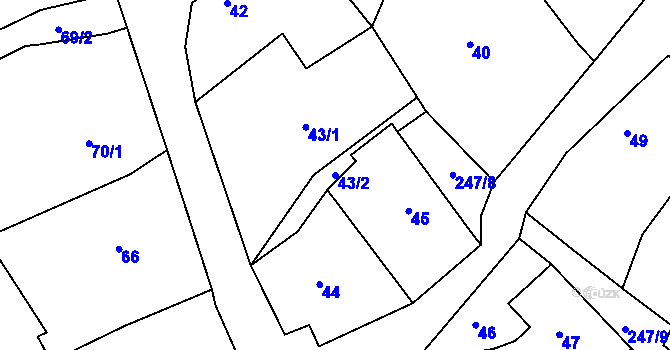 Parcela st. 43/2 v KÚ Hlavno, Katastrální mapa