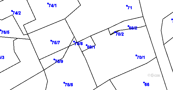 Parcela st. 69/1 v KÚ Hlavno, Katastrální mapa