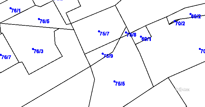 Parcela st. 75/9 v KÚ Hlavno, Katastrální mapa