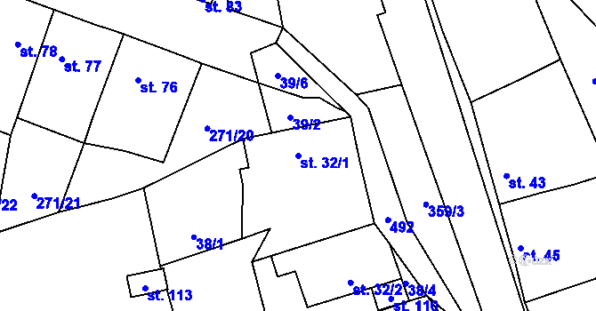 Parcela st. 32/1 v KÚ Brloh, Katastrální mapa