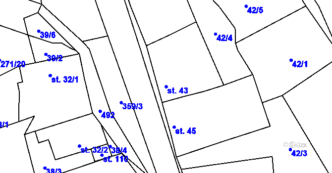 Parcela st. 43 v KÚ Brloh, Katastrální mapa