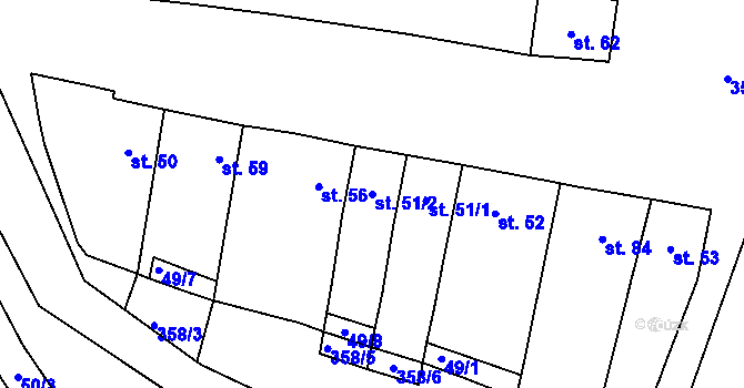 Parcela st. 51/2 v KÚ Brloh, Katastrální mapa
