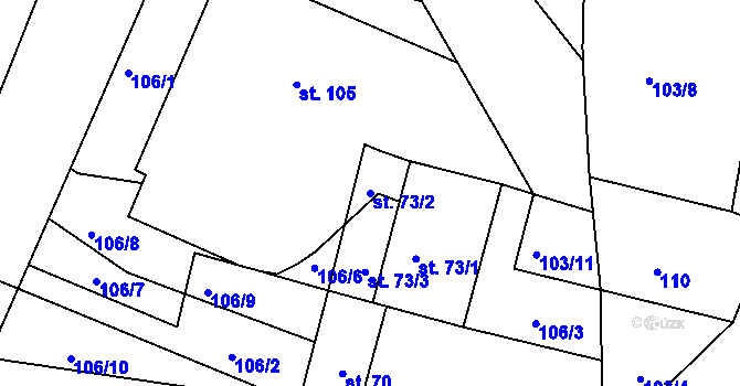 Parcela st. 73/2 v KÚ Brloh, Katastrální mapa