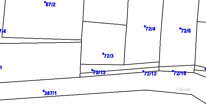 Parcela st. 72/3 v KÚ Brloh, Katastrální mapa