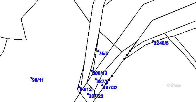 Parcela st. 75/6 v KÚ Brloh, Katastrální mapa