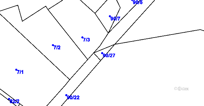 Parcela st. 90/27 v KÚ Brloh, Katastrální mapa