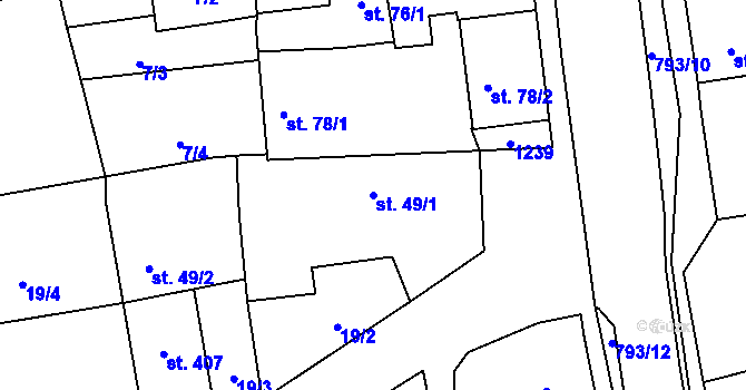 Parcela st. 49/1 v KÚ Cítoliby, Katastrální mapa