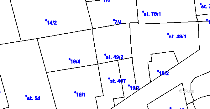 Parcela st. 49/2 v KÚ Cítoliby, Katastrální mapa