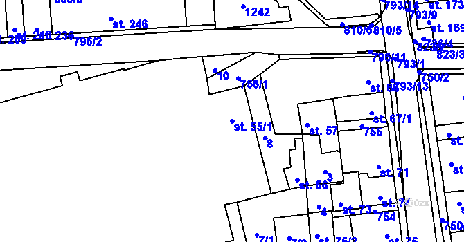 Parcela st. 55/1 v KÚ Cítoliby, Katastrální mapa