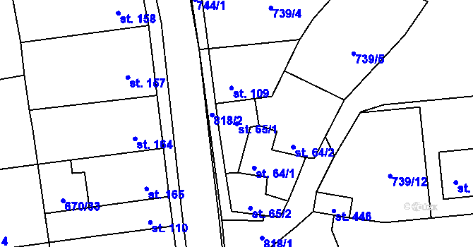 Parcela st. 65/1 v KÚ Cítoliby, Katastrální mapa
