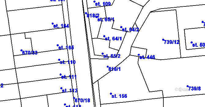 Parcela st. 65/2 v KÚ Cítoliby, Katastrální mapa