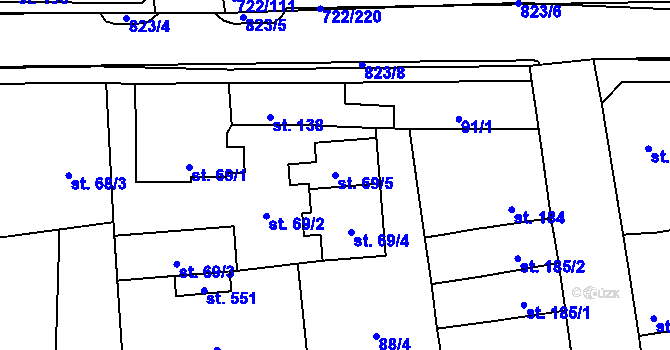 Parcela st. 69/5 v KÚ Cítoliby, Katastrální mapa