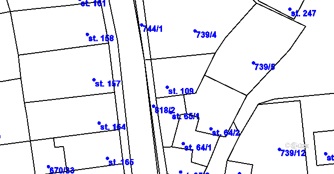Parcela st. 109 v KÚ Cítoliby, Katastrální mapa