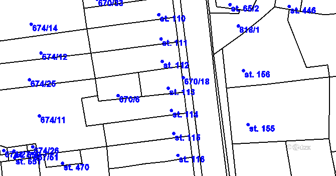 Parcela st. 113 v KÚ Cítoliby, Katastrální mapa