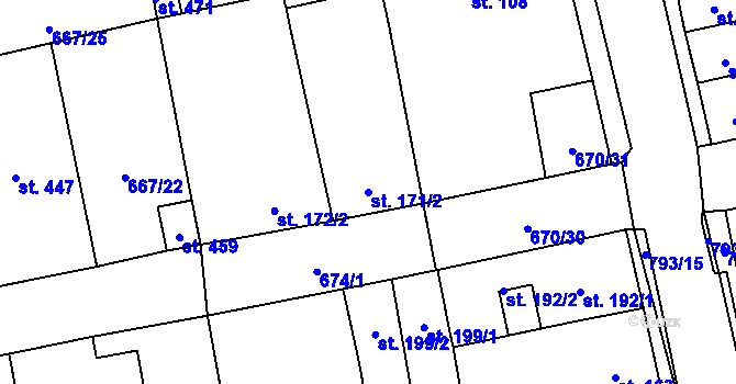 Parcela st. 171/2 v KÚ Cítoliby, Katastrální mapa
