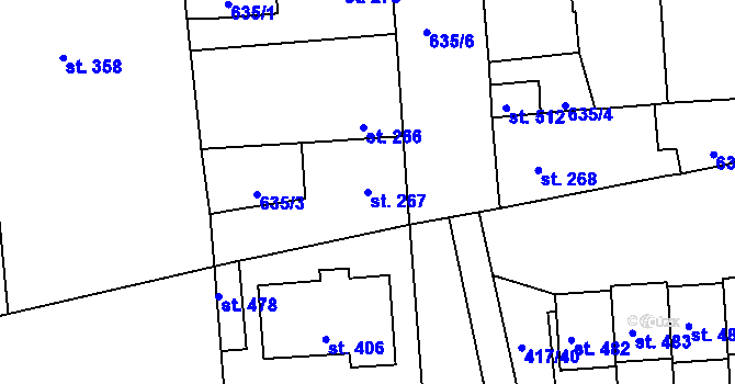 Parcela st. 267 v KÚ Cítoliby, Katastrální mapa