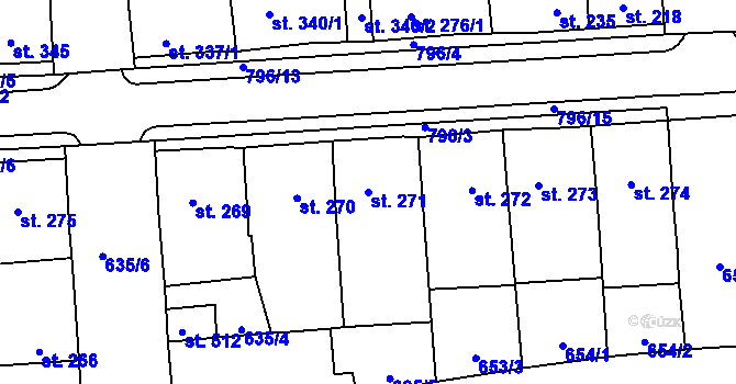 Parcela st. 271 v KÚ Cítoliby, Katastrální mapa