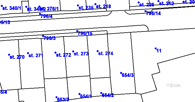 Parcela st. 274 v KÚ Cítoliby, Katastrální mapa