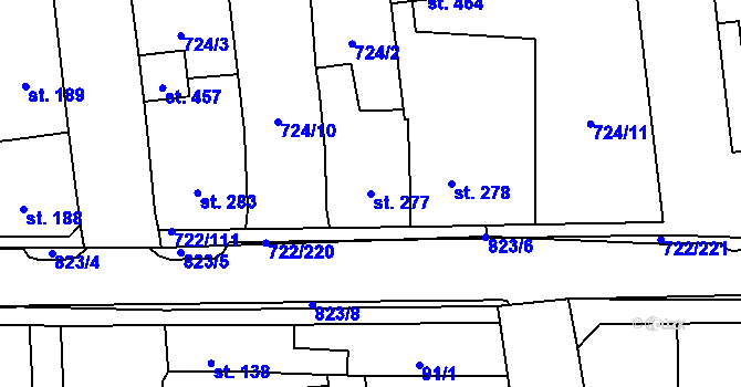 Parcela st. 277 v KÚ Cítoliby, Katastrální mapa