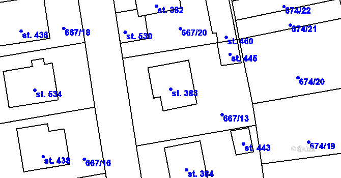 Parcela st. 383 v KÚ Cítoliby, Katastrální mapa
