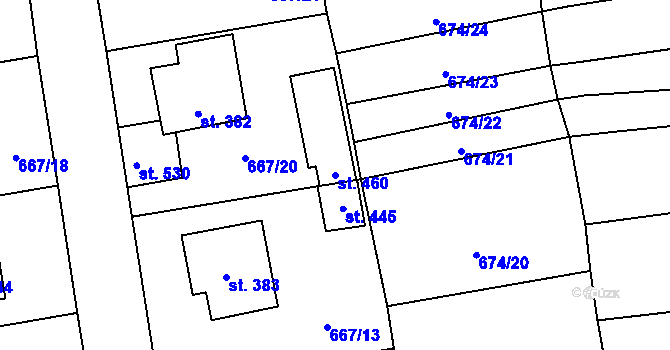 Parcela st. 460 v KÚ Cítoliby, Katastrální mapa