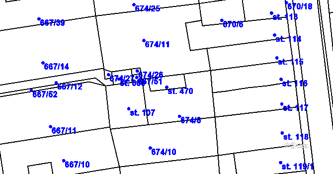 Parcela st. 470 v KÚ Cítoliby, Katastrální mapa