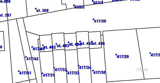 Parcela st. 485 v KÚ Cítoliby, Katastrální mapa