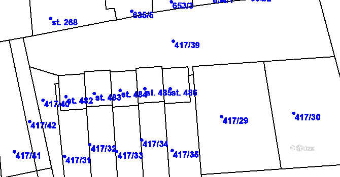 Parcela st. 486 v KÚ Cítoliby, Katastrální mapa