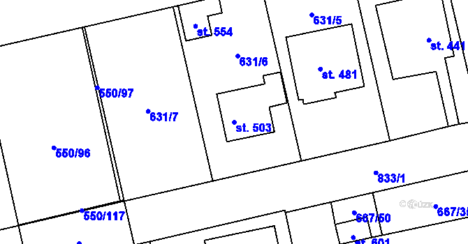 Parcela st. 503 v KÚ Cítoliby, Katastrální mapa