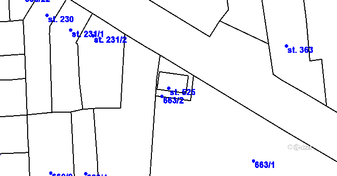 Parcela st. 525 v KÚ Cítoliby, Katastrální mapa